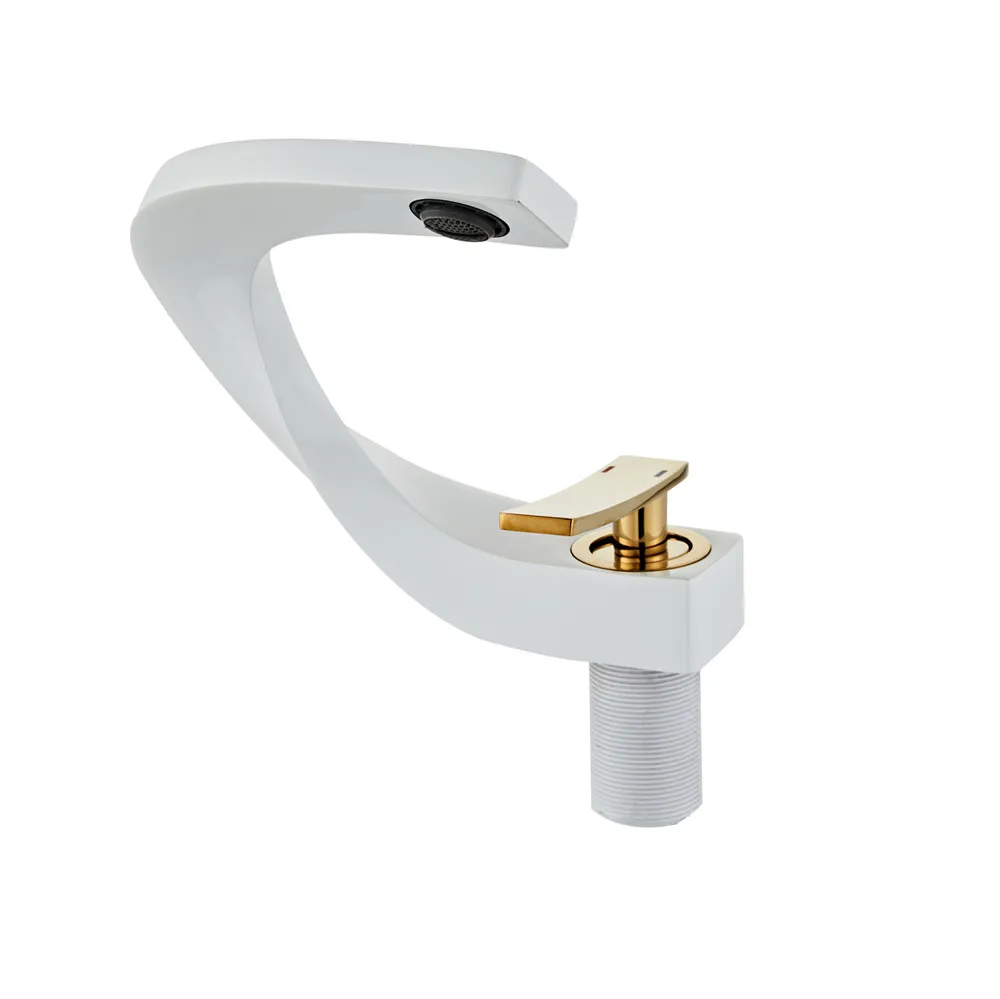 Tuqiu Basin Faucet White and Gold Bathroom Mixer Tap Brushed Gold/Nickel/Chrome Wash basin Faucet Hot and Cold Sink New