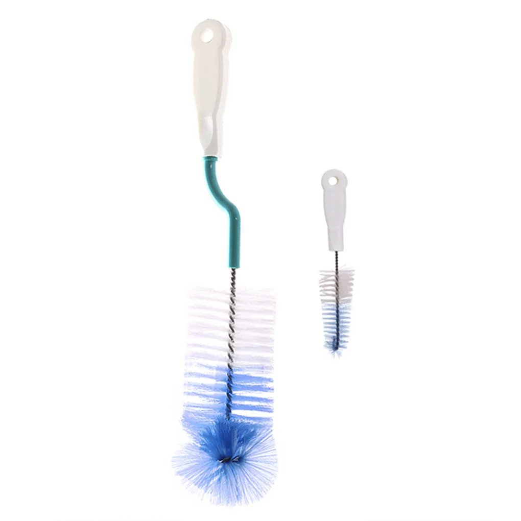 2PCS/Set Random Color Baby Nipple Milk Bottle Cup Cleaner+ Pacifier Nipple Brush Rotating Head Cleaning Brush