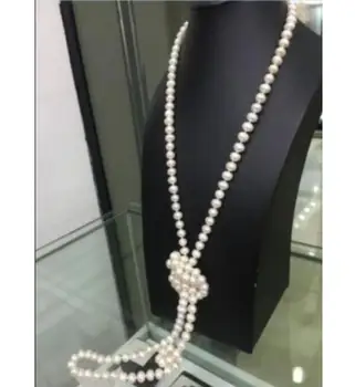 

Jewelry Free Shipping 51" BEAUTIFUL AAA 10-9MM SOUTH SEA GENUINE WHITE PEARL NECKLACE