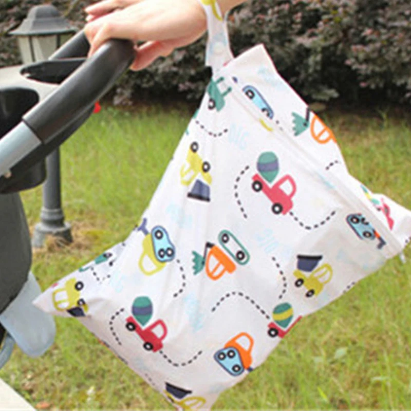 

Snailhouse Waterproof Baby Diaper Bags Reusable Washable Zipper Baby Diaper Wet Dry Bag For stroller Baby Nappy Storage Tote Bag