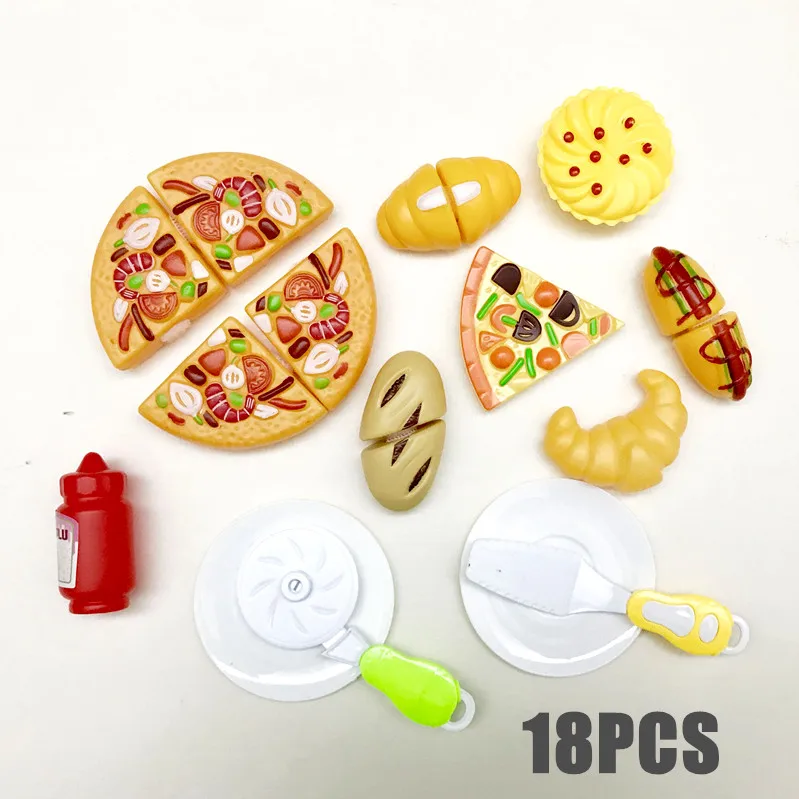 Новинка, рождественские подарки, ролевые игры, Juguetes Cocina, розовый, красный музыкальный светильник, столовый набор, Кухонные Игрушки для девочек, детей - Цвет: 18pizza-cong