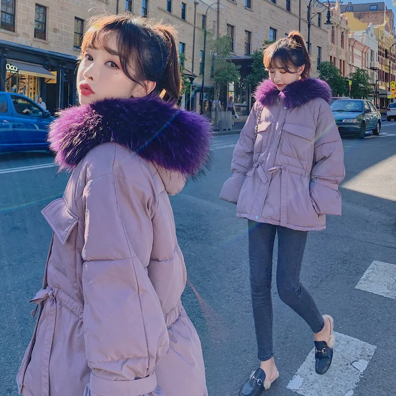 

2019 Photo Shoot New Style down Jacket Cotton-padded Clothes Women's Short Short-height Drawstring Waist Hugging Short Students