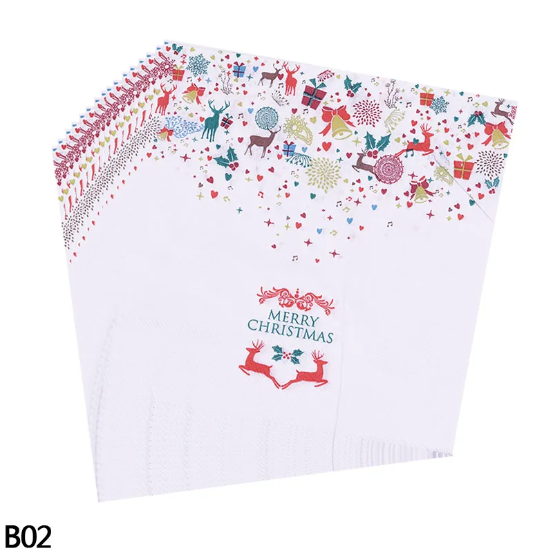 b02-20pcs napkins Рождественская вечеринка, одноразовые бумажные салфетки для скатерти, новогодние, вечерние, для украшения стола, для украшения стола, Navidad - Цвет: b02-20pcs napkins