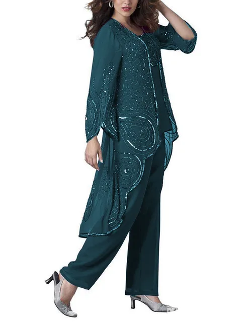 Mother Of The Bride Pantsuits Woman Suit Wedding Suit With Sequins Jacket  Women Set 3 Pieces Dress suits Custom Dress Plus Size|Pant Suits| -  AliExpress