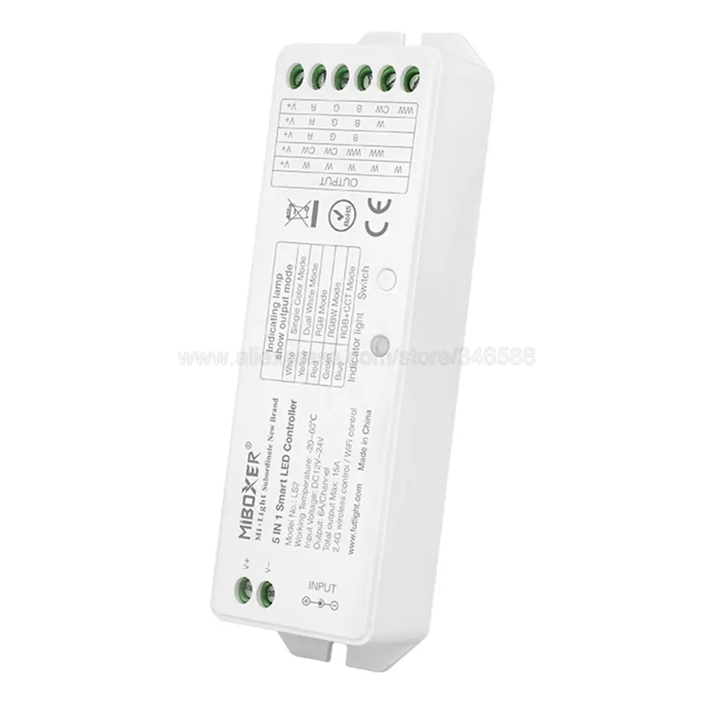 Светодиодный смарт контроллер DC12V 24V 15A Miboxer LS2 5 в 1 для одноцветного CCT RGB RGBW +