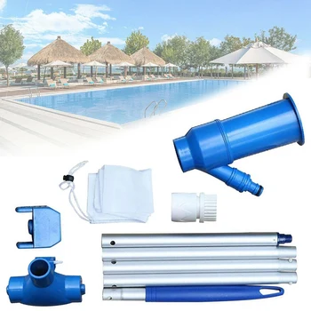 

Portable Pool Cleaner Swimming Pool Vacuum Cleaner Fountain Vacuum Cleaner with 5 Sections Suction Tip Connector Blue