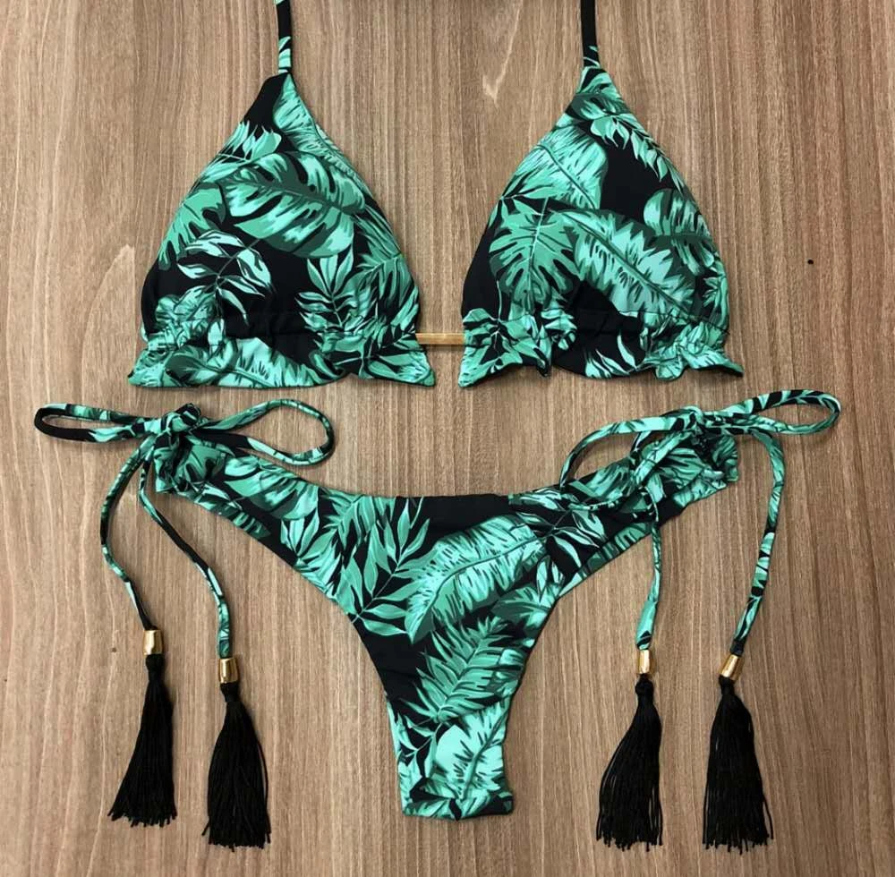 Sexy Bandeau Bikini Set Women Swimwear Print Women 2-Piece Swimsuit Bandage Bikinis Swimwear Brazilian Swimwear New Bathing Suit Bikini Sethigh waisted bikini set