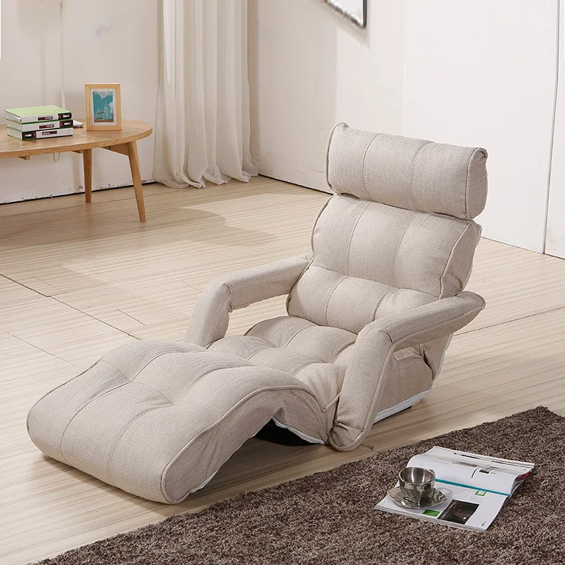 Современный диван для отдыха кровать складной одно сиденье складной шезлонг диван гостиная шезлонг - Цвет: Grey-white