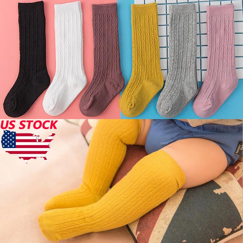 Hot Baby Toddler Girls Kids Solid Candy-colored Knee High Stockings Tights Leg Cotton Warmer Stockings 0-3Y