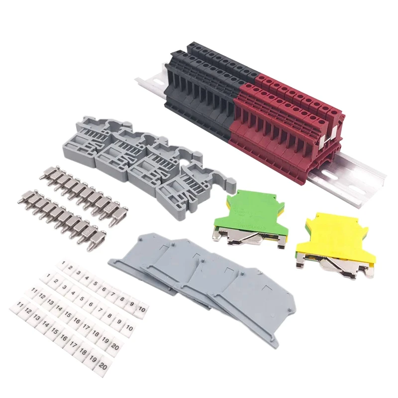

EASY-DIN Rail Terminal Blocks Kit Terminal+Ground Blocks+Aluminum Rail+End Brackets+End Covers+Jumpers Kits