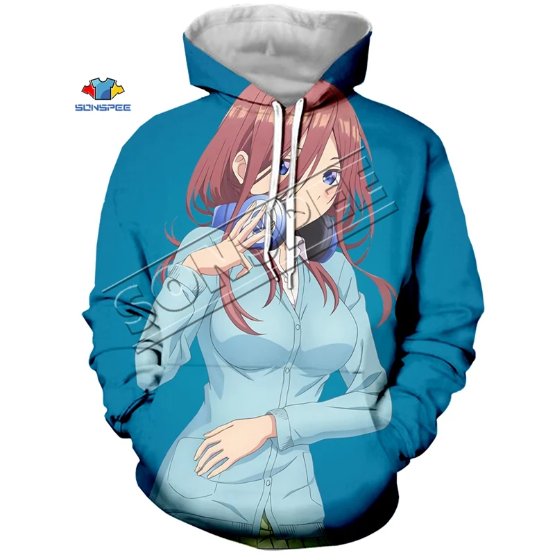 26 Модная Толстовка большого размера с капюшоном аниме The Quintuplets Cute Nakano Miku с 3d принтом для женщин и мужчин Harajuku Толстовка с капюшоном пуловеры - Цвет: 26