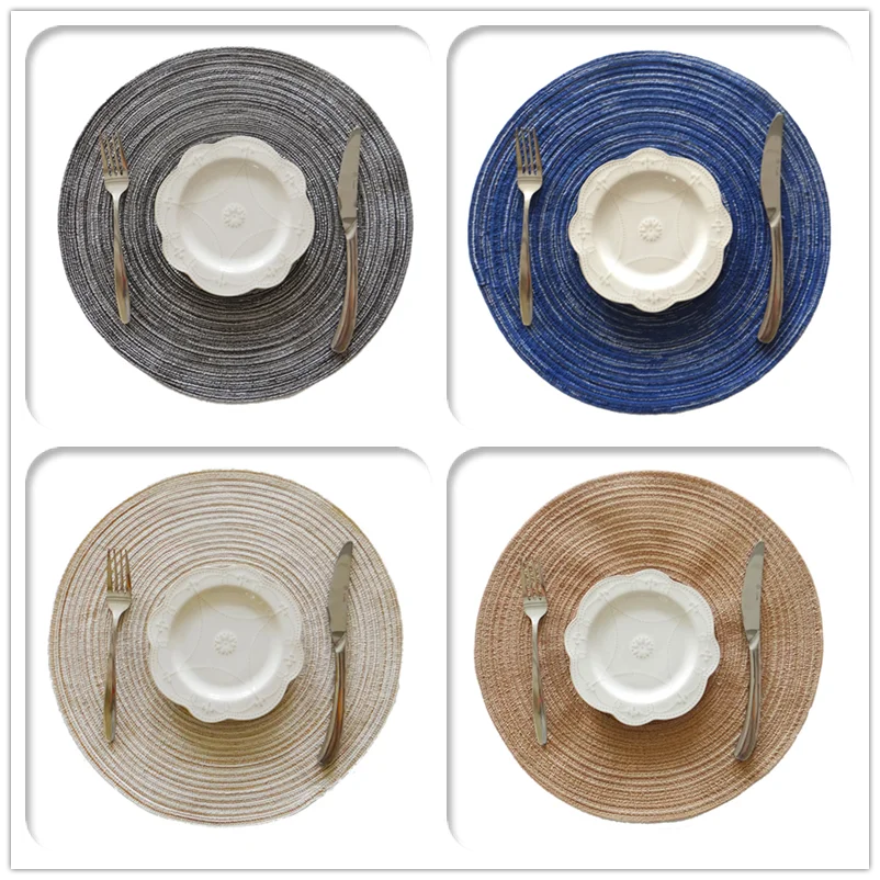 

Coaster Table Mat For Kitchen Table Cotton Linen Insulation Pad Solid Round Design Placemats Non Slip Dining Table Decoration