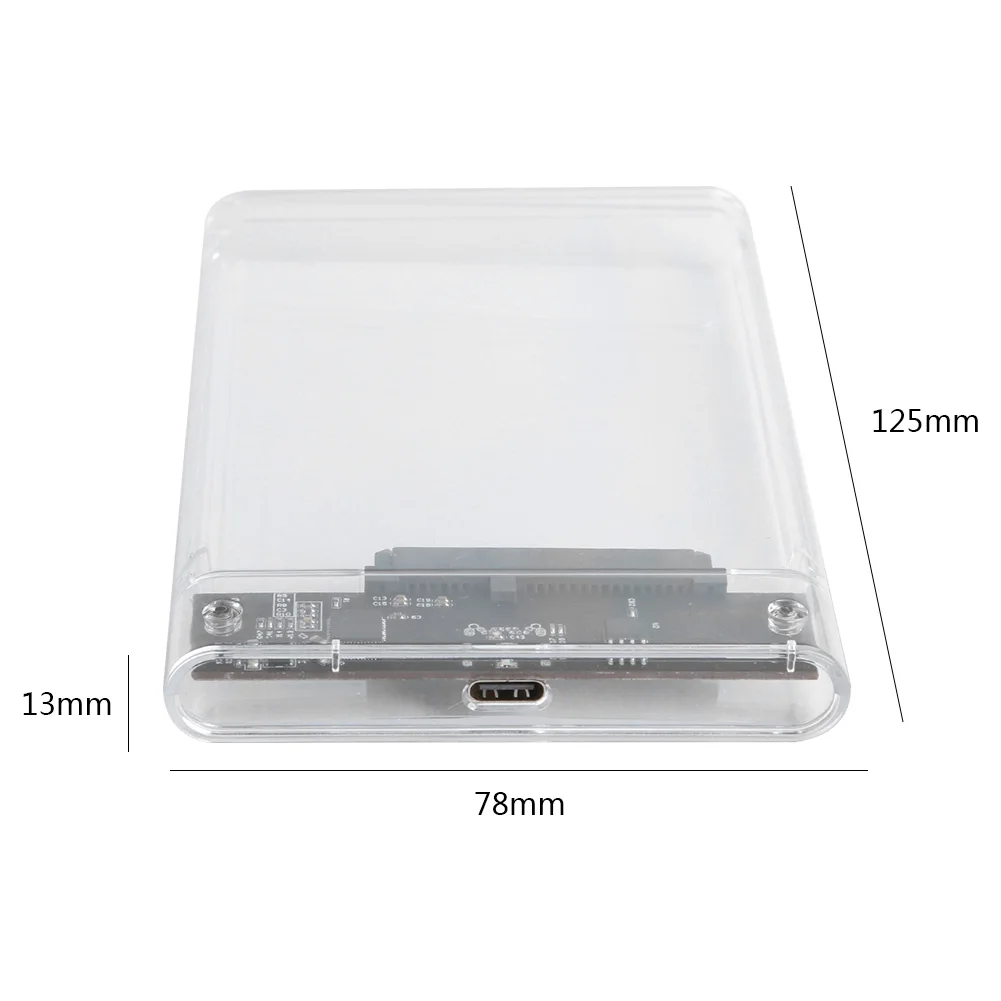 USB 3 1 Type C мобильный жесткий диск коробка поддержка 8 ТБ прозрачный 2 5 дюймов SATA HDD SSD
