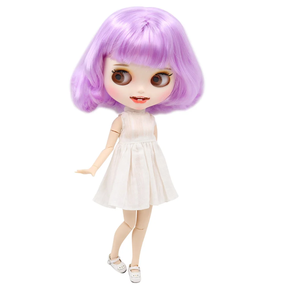 ICY DBS Blyth doll customized white skin and joint body with open mouth matte face for girl gift toy BL7008