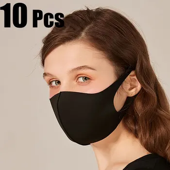 

10 Pcs Black Face Mouth Mask Anti-Infection Virus Mouthmask For Unisex Anti-dust Mouth Facemask Washable Breath Straps Wholesale