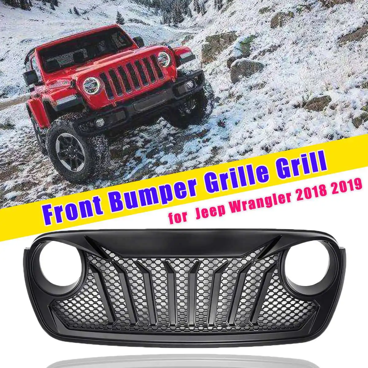 Front intake Grid Black Overlay Grill Grille for Jeep for Wrangler JL Vertical Stripe Look ABS Grille Auto Accessories