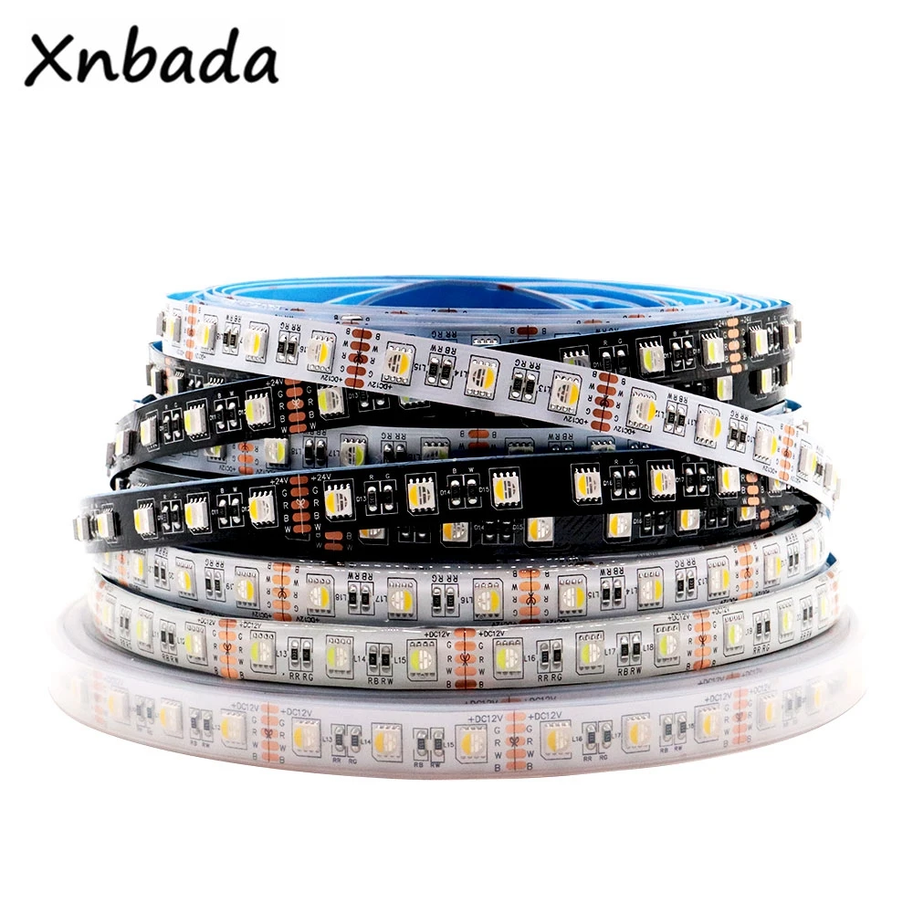 4 Colori In 1 5050Smd Led Strip Light Rgbw Rgbww Ip30 Ip65 Ip67 Impermeabile 60Leds/M Dc12V /24V Pcb Bianco/Nero