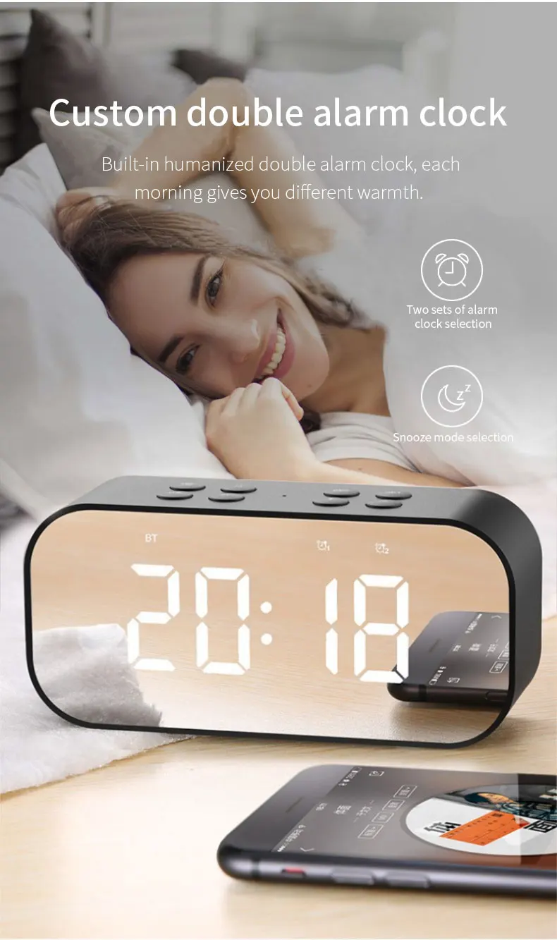 BT501 Bluetooth динамик светодиодный Будильник мини музыкальный плеер