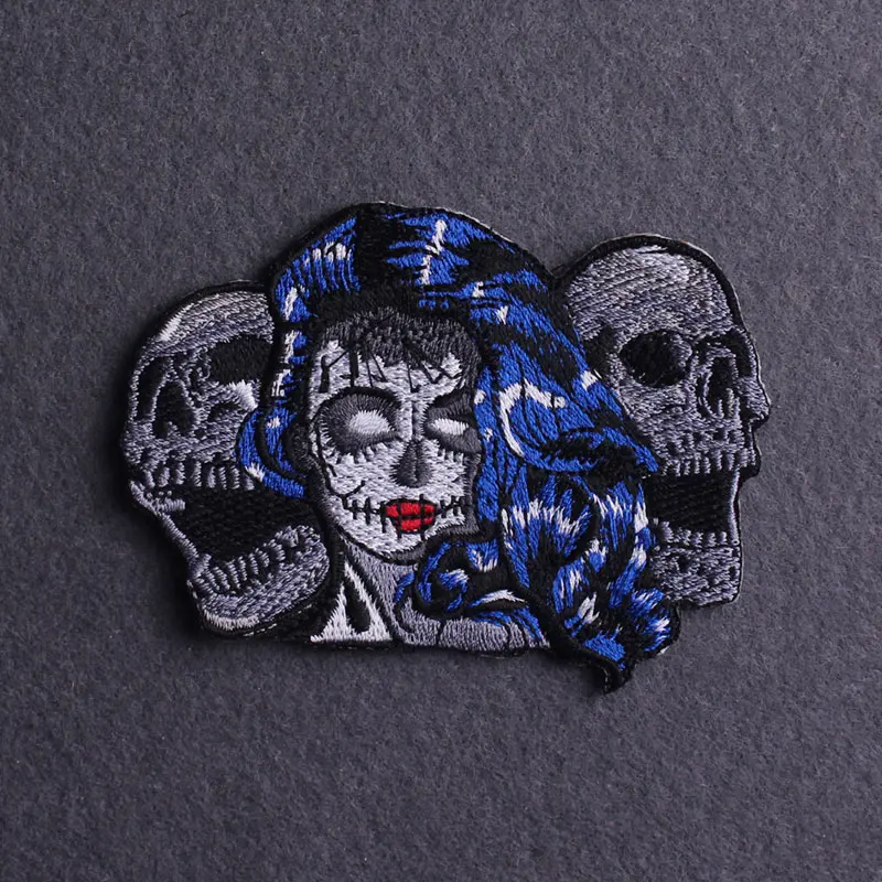 

Zombie Bride Patches Skeleton Embroidered Patch For Clothing Badge Iron On Patches On Clothes Applique Jacket Jeans Patch Stripe