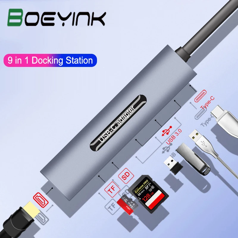 BoeYink 9 в 1 станция Dex для samsung S8 S9 Plus Note 8 9 Dex кабель USB C к HDMI адаптер для huawei PC Модель mate 20 P30 Pro