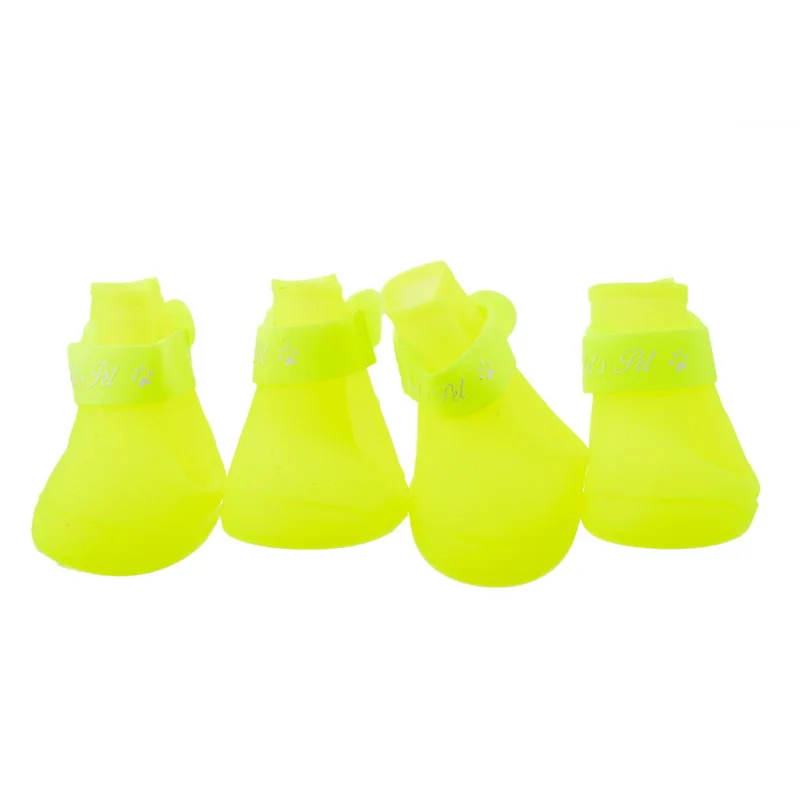 Light Green 1 комплект/4 шт. Модные непромокаемые сапоги для собак из искусственной кожи; Водонепроницаемая Обувь для маленьких собак; мягкие удобные уличные разноцветные аксессуары для домашних животных - Цвет: Light Green