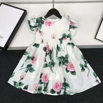 

2020 Summer Cotton Printed Dresses For Girls Princess, Children Sweet Dress 7 pcs/lot, Wholesale
