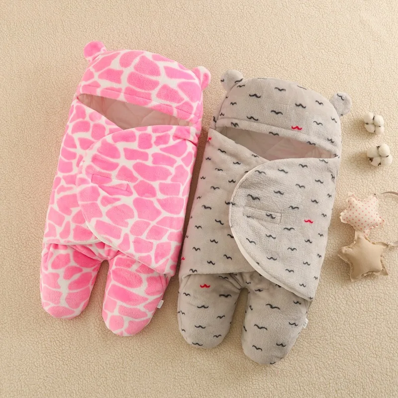 

Baby Sleeping Bag Flannel 100%Cotton Blanket Thicken Split Legs Anti-kicking Envelope Baby In Fall/Winter Newborn Swaddle Wrap