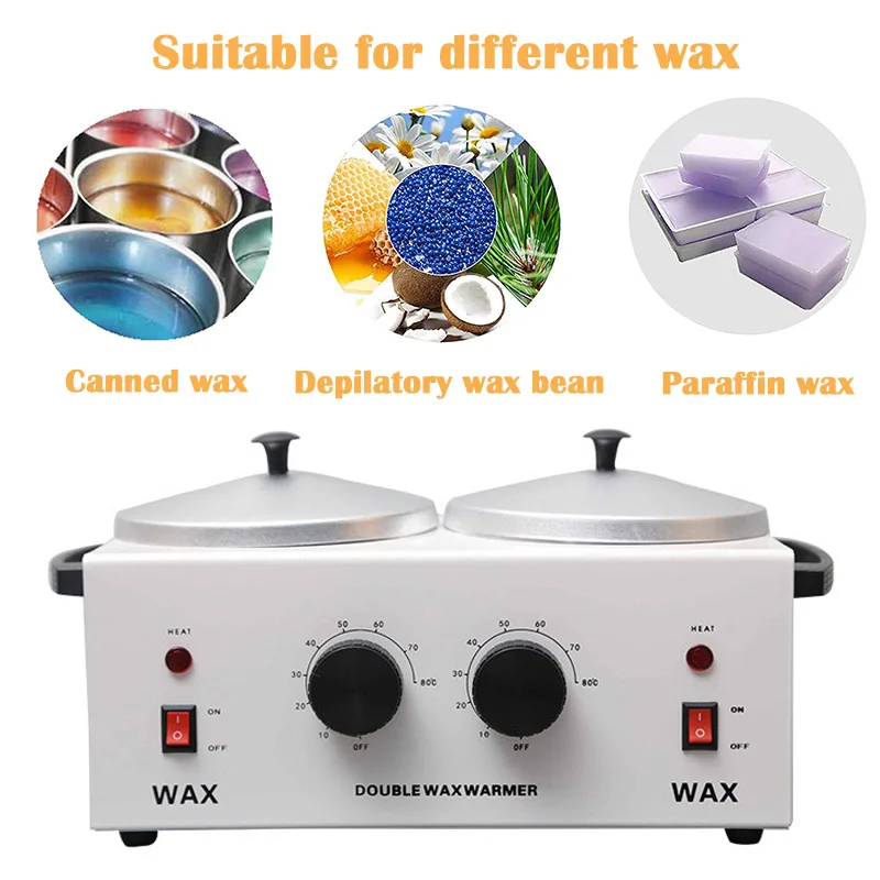 Double Pot Paraffin Warmer Wax Heater Depilatory Wax Machine For SPA Hand and Feet Epilator Hair Removal Tool
