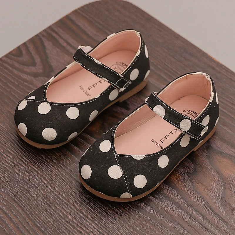 Spring Fashion Children Girls Leather Shoes Dot Print Baby Princess Shoes Lovely Toddler  Casual Soft Bottom SHS008