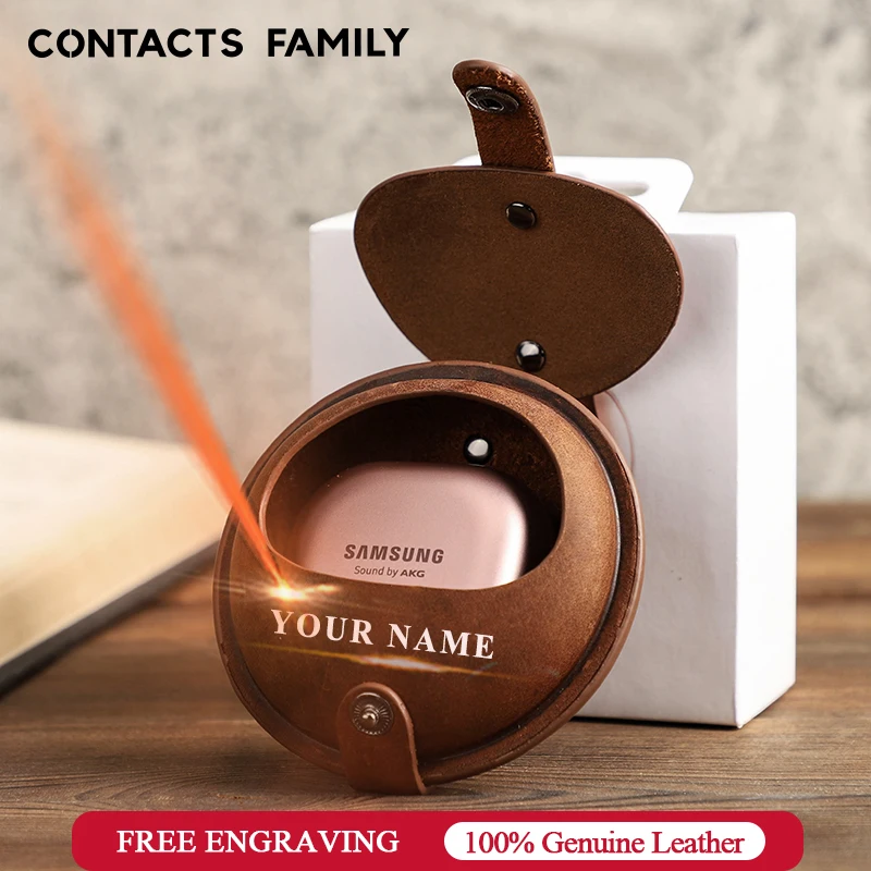 

CONTACT'S FAMILY Cover for Samsung Galaxy buds live Case box Accessories anti-drop Shockproof Cow Leather earphone protector
