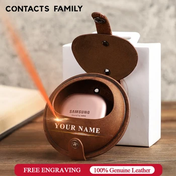 

CONTACT'S FAMILY Cover for Samsung Galaxy buds live Case box Accessories anti-drop Shockproof Cow Leather earphone protector