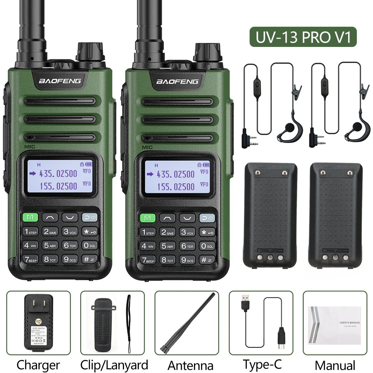 walkie talkie range 2PC BaoFeng UV-13 PRO 10W High Power Walkie Talkie UV13 Pro Support Type-C Charger 50KM Long Range Distance  Upgrade UV-5R BF-9R walkie talkies for adults Walkie Talkie