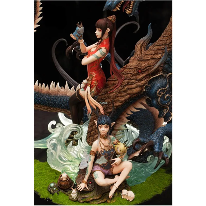 2" Статуя Jiu Tianheng бюст Donggong Qinglong 1/7 полная длина Портрет украшения Смола действие Коллекционная модель игрушечная коробка Z2574