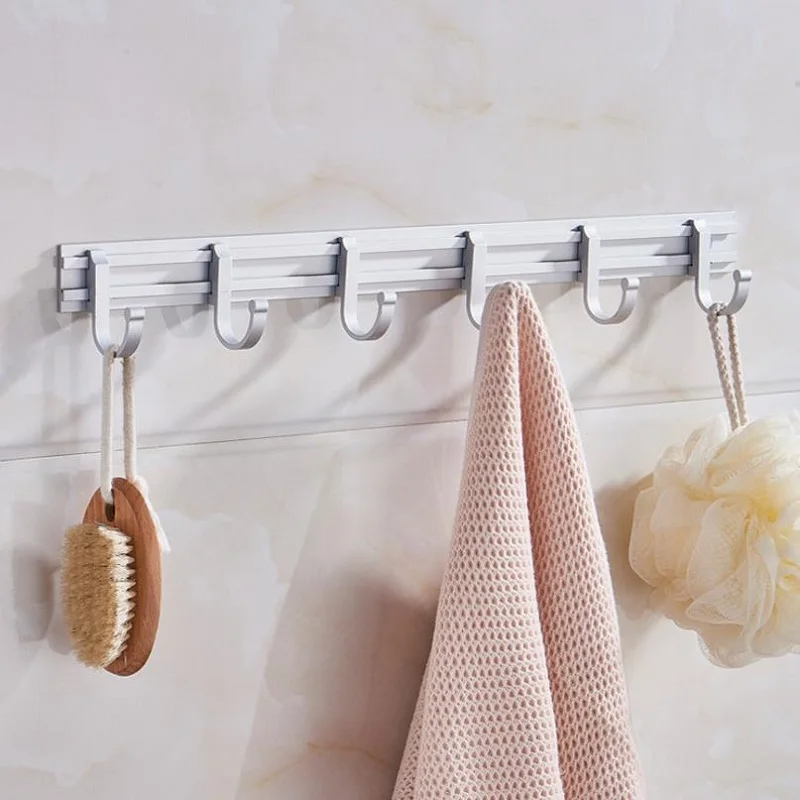 Дырокол крючок для полотенец Ванная комната Кухонный настенный дверь задний ряд вешалка, крючок алюминий