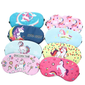

Cute Unicorn Cartoon Eye Cover Sleeping Mask Girl Kids Silk Cotton Eye Patch Sleep Mask Travel Rest Eye Band Blindfold Sleep Aid
