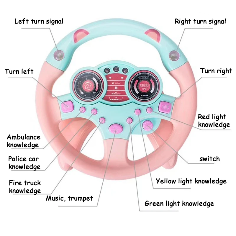 Пластиковое рулевое колесо со съемным симулятором вождения, детское рулевое колесо, Детская развивающая игрушка