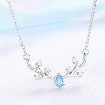 

Necklace Women's 925 Sterling Silver Antler Silver Necklace Valentine's Day Gift Silver Jewelry