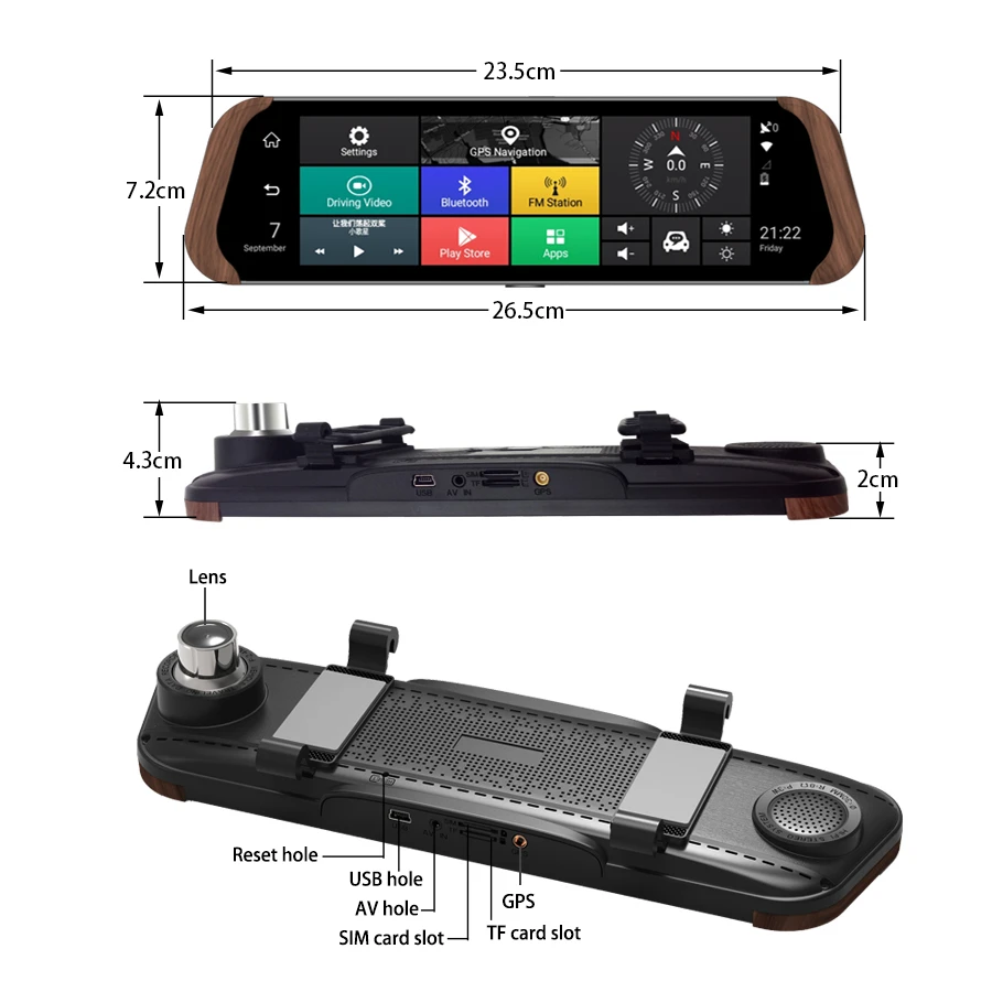 Лучший 10 дюймов Автомобильный Зеркало заднего вида 4G Мобильный Dvr видеорегистратор Камера Android 5,1 Full HD 1080P видео Регистраторы Dash Cam gps навигатор ADAS Регистратор