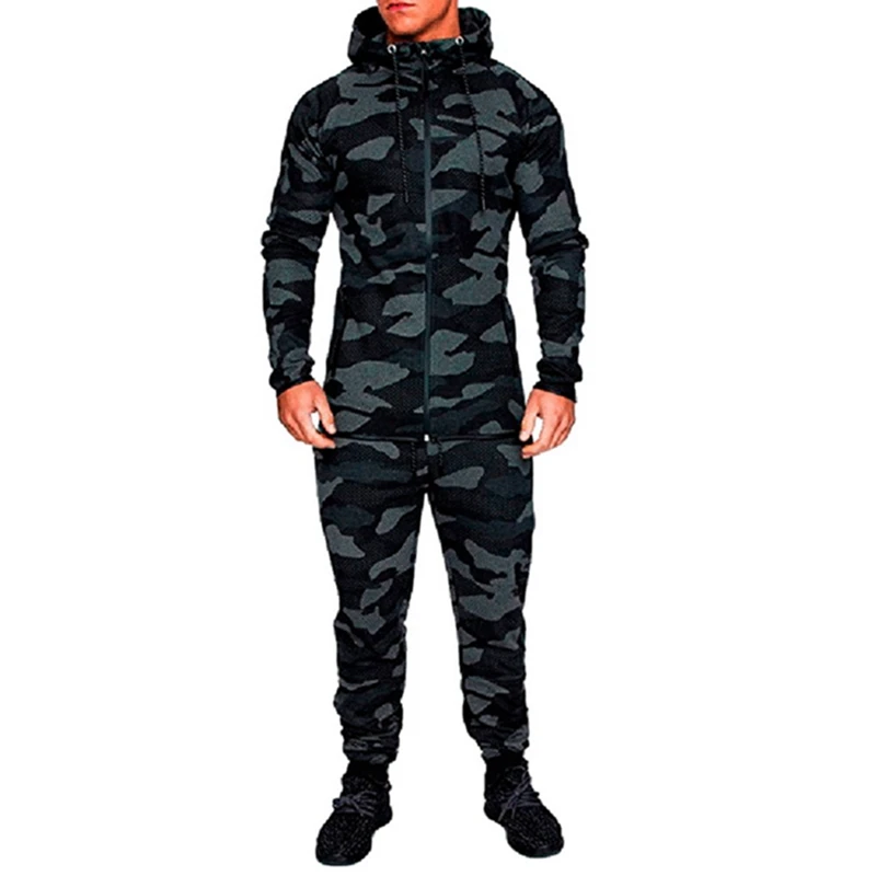 Camo Dark Gray 2 CYSINCOS камуфляжные куртки набор для мужчин камуфляж Печатный спортивная одежда мужской спортивный костюм топ брюки костюмы Толстовка Пальто Штаны Осень-зима - Цвет: Camo Dark Gray 2