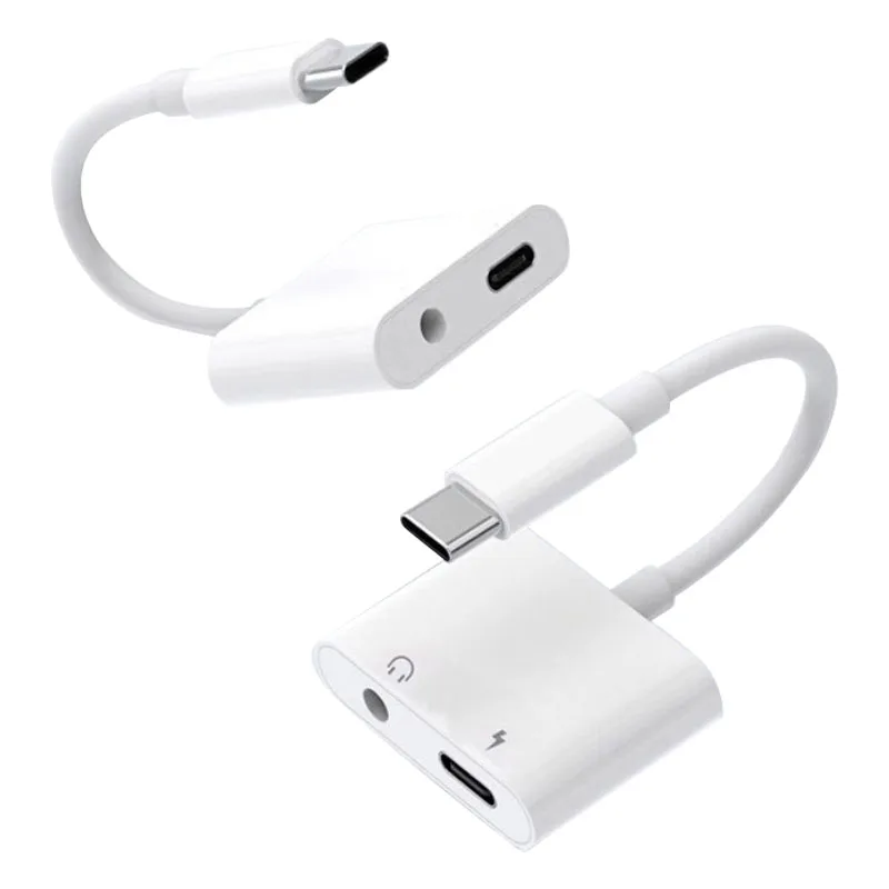 

2 in 1 Type C to 3.5mm Charger Audio Adapter Headphone Jack Portable USB Cable _WK