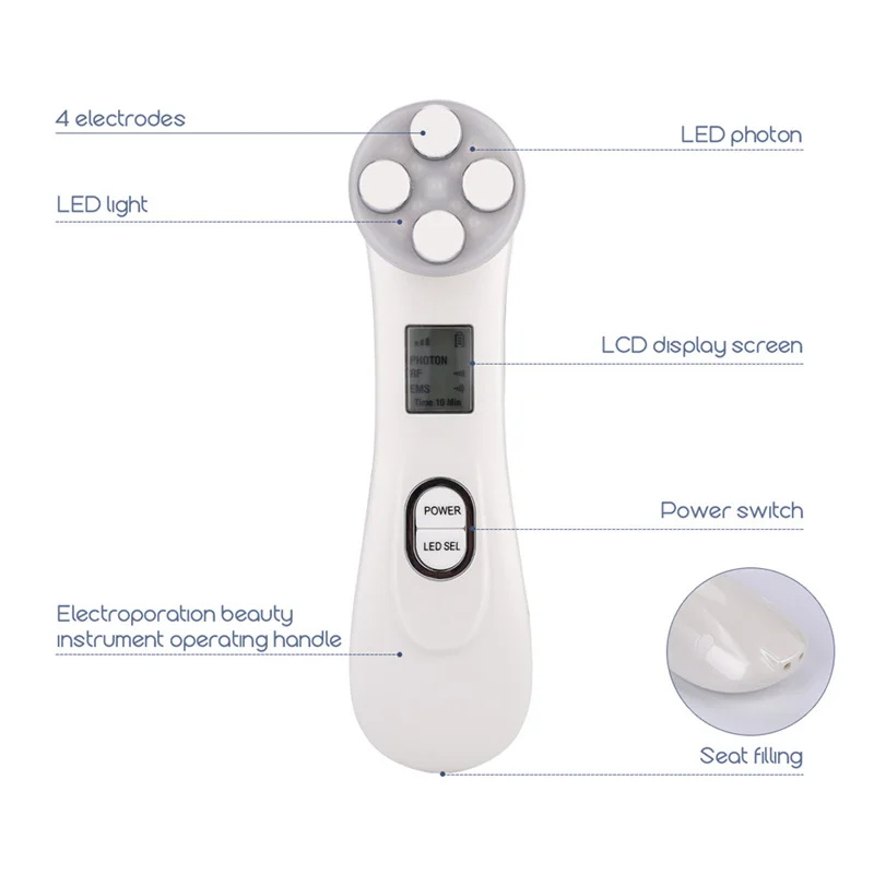  Face Skin EMS Mesotherapy Electroporation RF Radio Frequency Facial LED Photon Skin Care Device Fac