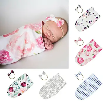 

Goocheer 2020 Brand Toddler Infant Newborn Kids Baby Boys Girls Floral Swaddle Blanket Sleeping Bag Wrap Headband Cloth 0-2M