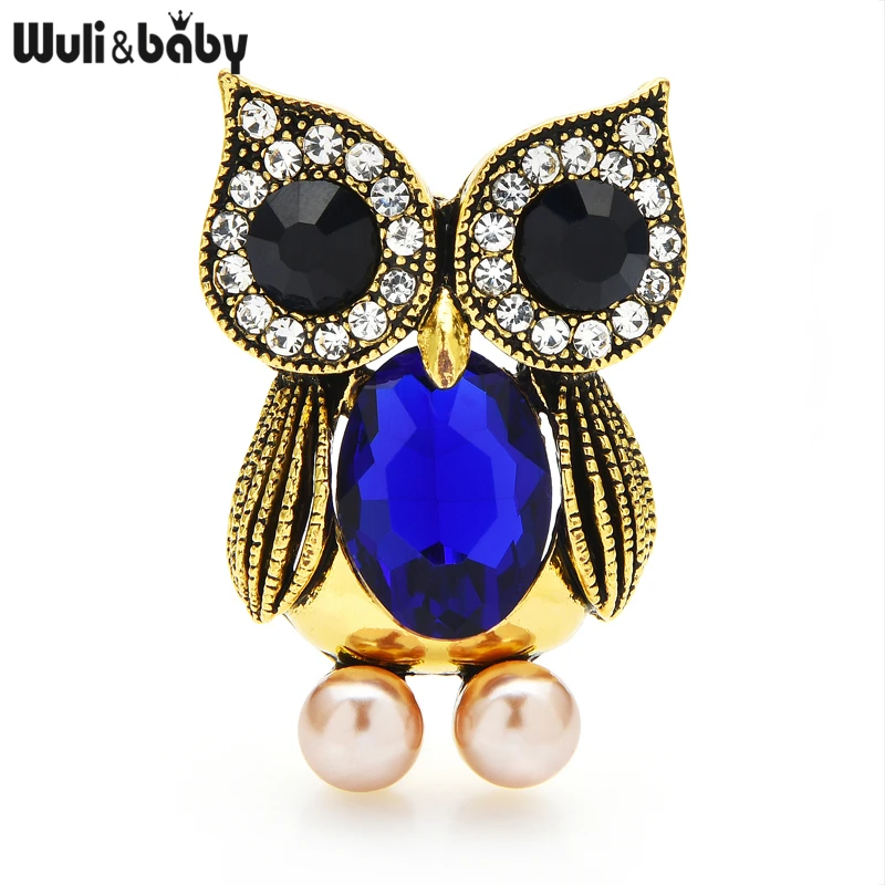 Wuli Baby Big Crystal Owl Brooch Pins 2 Colors Simulated Pearl Animal Women Brooches Jewelry Gift Brooches Aliexpress