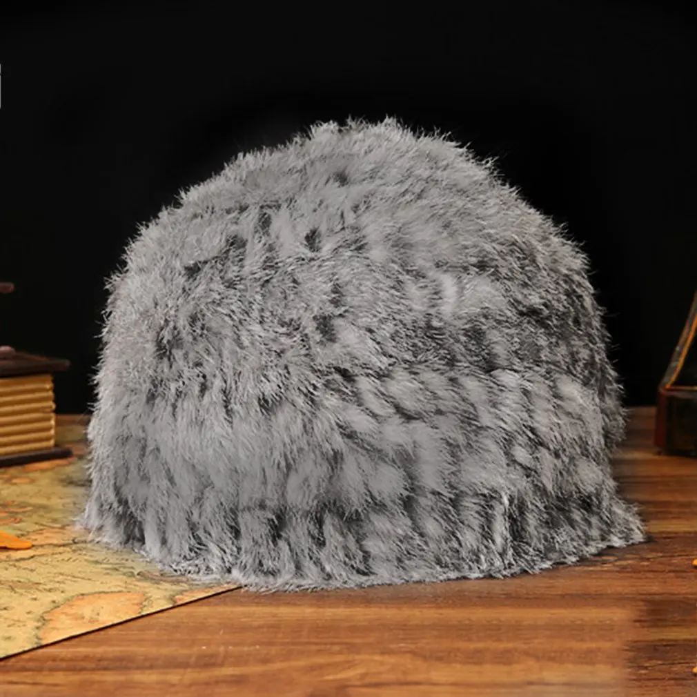 Women Rabbit Fur Knitted Cap Ladies Knitting wool Casual beanies caps cute Girls cap winter thick warm hats Russian Style | Аксессуары