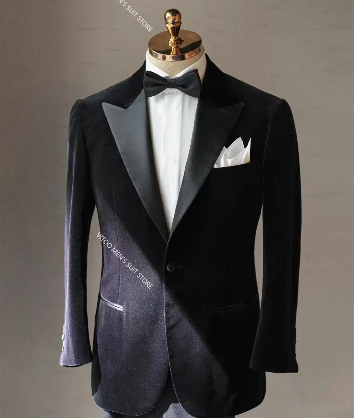 

Suit Supply Winter Black Velvet Lapel Men Suits For Wedding Jacket Set Formal Slim Fit Stylish Design Style Mens Clothing Blazer