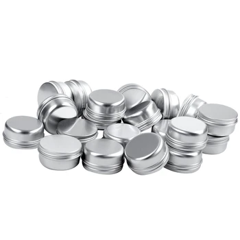 

20 x Empty Cosmetics Pot Lip Balm Aluminum Jar Container Screw Cap 50ml