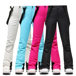 Snow Ski Pants -30 Degree Waterproof Insulation Protection Smooth Surface Women Windproof Breathable Super Warm Ski Trousers