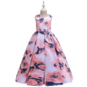 

Printed dress long section 2019 European and American retro print dress floral dress princess skirt long print evening dress