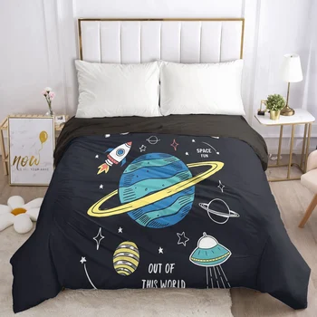 

Duvet Cover with Zipper Comforter Blanket Quilt Cover 220x240/90/135/150 3D Cartoon Bedding for Boys Baby Kids Child Planet