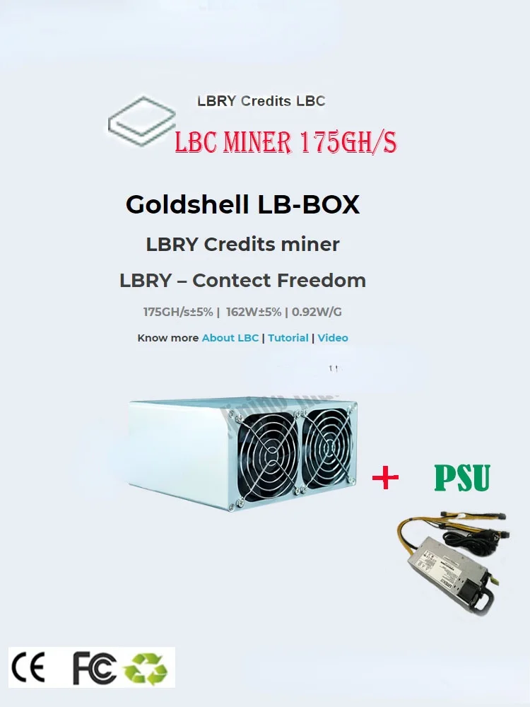 Eth Btc Lb-Box T1 T2T, Minero Silencioso Goldshell 175Gh/S Lbc, Cressitos De Lbry, Moneda Con Psu, Mejor Que Antminer S9 Z9